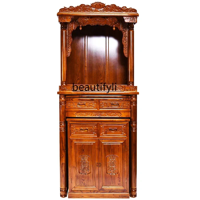 

xxzSolid Wood Household Buddha Cabinet Guanyin God of Wealth Altar Buddha Shrine Statue Worship Table Altar Cabinet Shrine