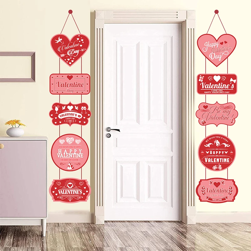 

Valentine's Day Door Banner Decoration Love Heart Valentine Hanging paper Signs Front Porch for Valentine's Day wall Home decor