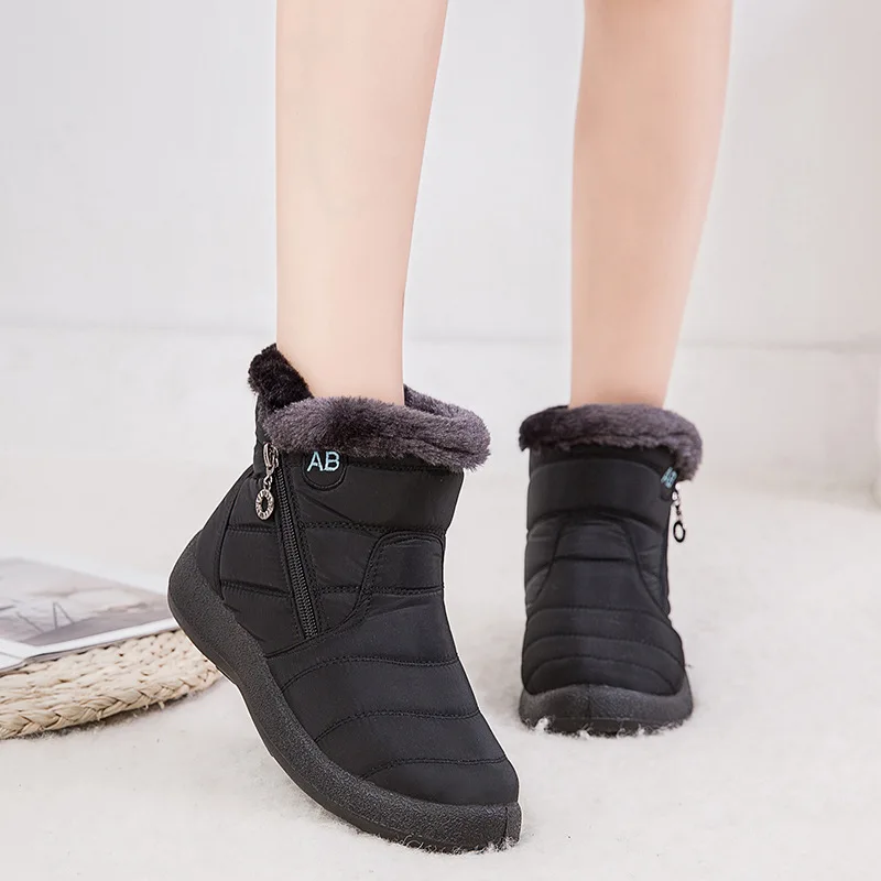 Boots Women  Watarproof Ankle Boots For Winter Shoes Women Keep Warm Snow Botines Female 2022 Luxury Zipper Winter Botas Mujer