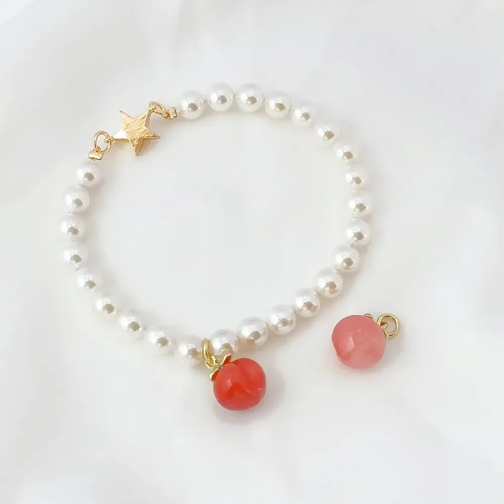 

Natural Agate Peach 14K Copper-plated Real Gold Pendant, Handcrafted DIY Bracelet, Necklace, Earrings and Accessories Materials