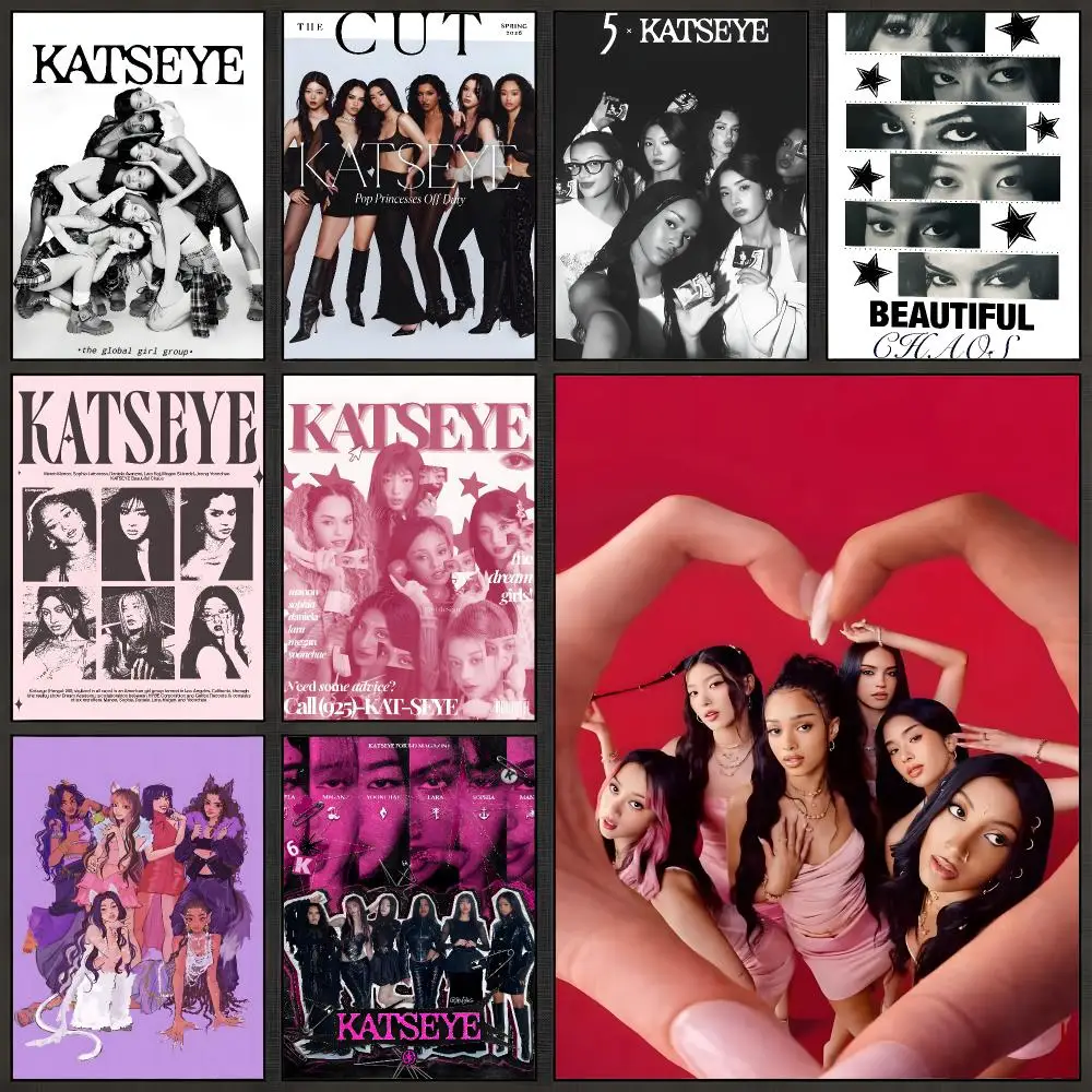 Group Katseye Kpop Girl Group Poster Peel And Stick Wall Art PP Waterproof HD Bedroom Living Room Home Decor Gift