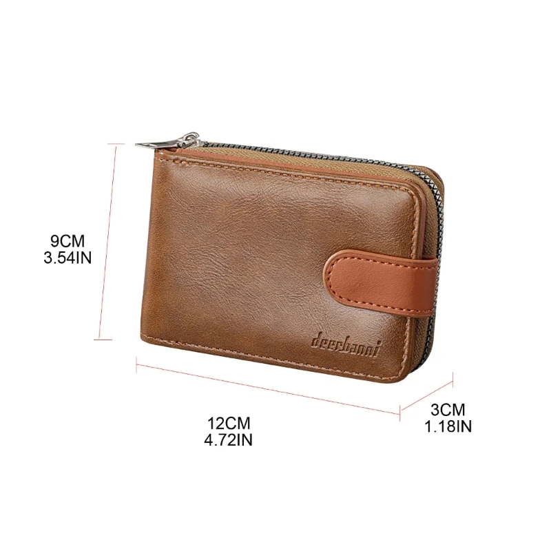 2023 New PU Leather Zipper Carte di credito Wallet Card Holder Business Gift Change Pocket for Men Coin Purse Money Bag