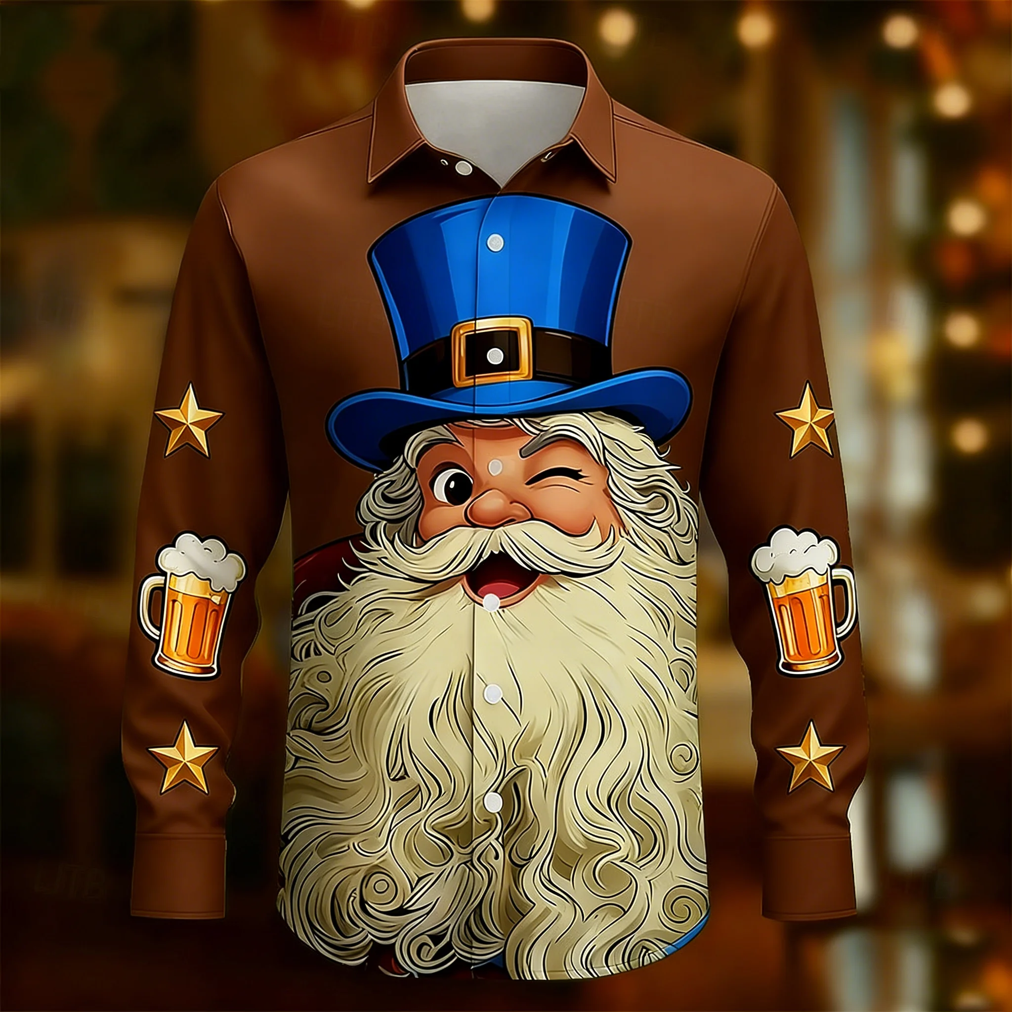 

Новая высококачественная мужская рубашка с длинными рукавами и 3D-звездным принтом, повседневная рубашка в уличном стиле с бокалом для вина, свободный и удобный топ