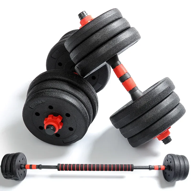 

Unisex Black Rubber Coated Gym Detachable Home Gym Weight Lifting Training 10KG Barbell Kettlebell and Dumbbells Set
