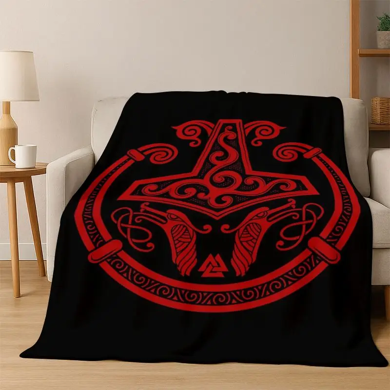 Viking WarriorSymbol Valknut Nordic Valhalla Flannel Blanket Soft Warm Throw Blanket for Bedroom Living Room Bed Travel Camping