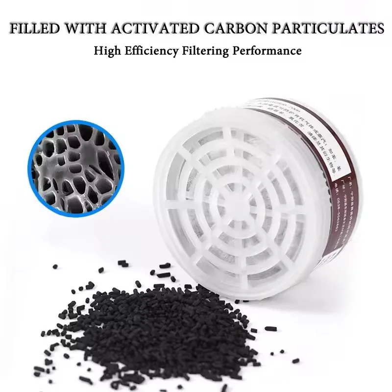 قناع الغاز الأسود الكامل 64 نوع قناع الوقاية الكيميائية متعدد الأغراض لطلاء رذاذ المبيدات قناع التنفس المطاطي الطبيعي