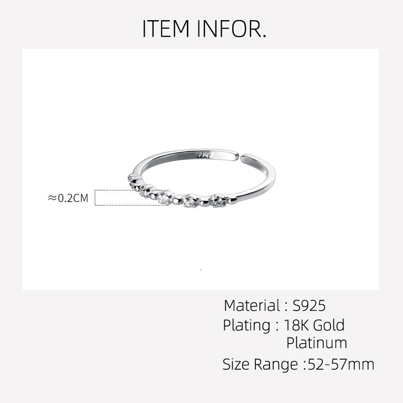 La Monada 52-57mm Resizable 925 Silver Rings For Women Real Silver 925 Woman Ring Fine Jewelry Silver Beautiful Shine Open