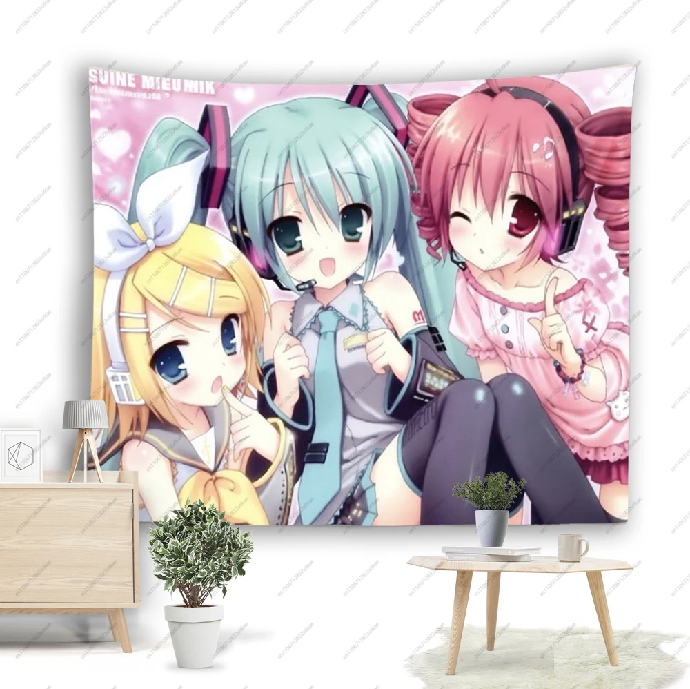 Niedliche Rosa Anime-Mädchen Wandteppich Kawaii Vocaloid Wandbehang für Anime-Zimmer-Dekoration – Detail 5