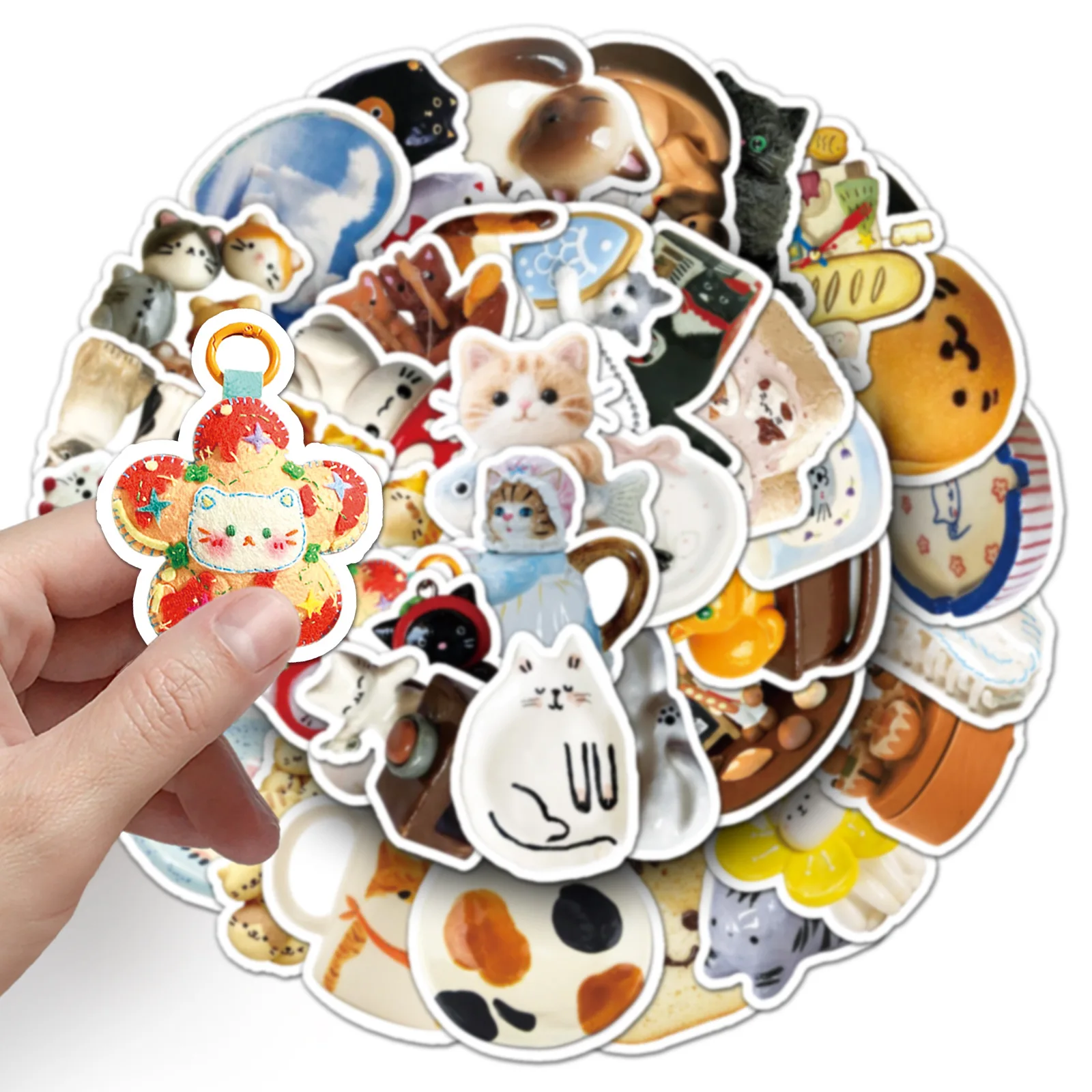 

50PCS Cat Ins Style Sticker Cartoon Animal Cute Creative Waterproof Decorative Mobile Phone Case Notebook Water Cup Gift Sticker