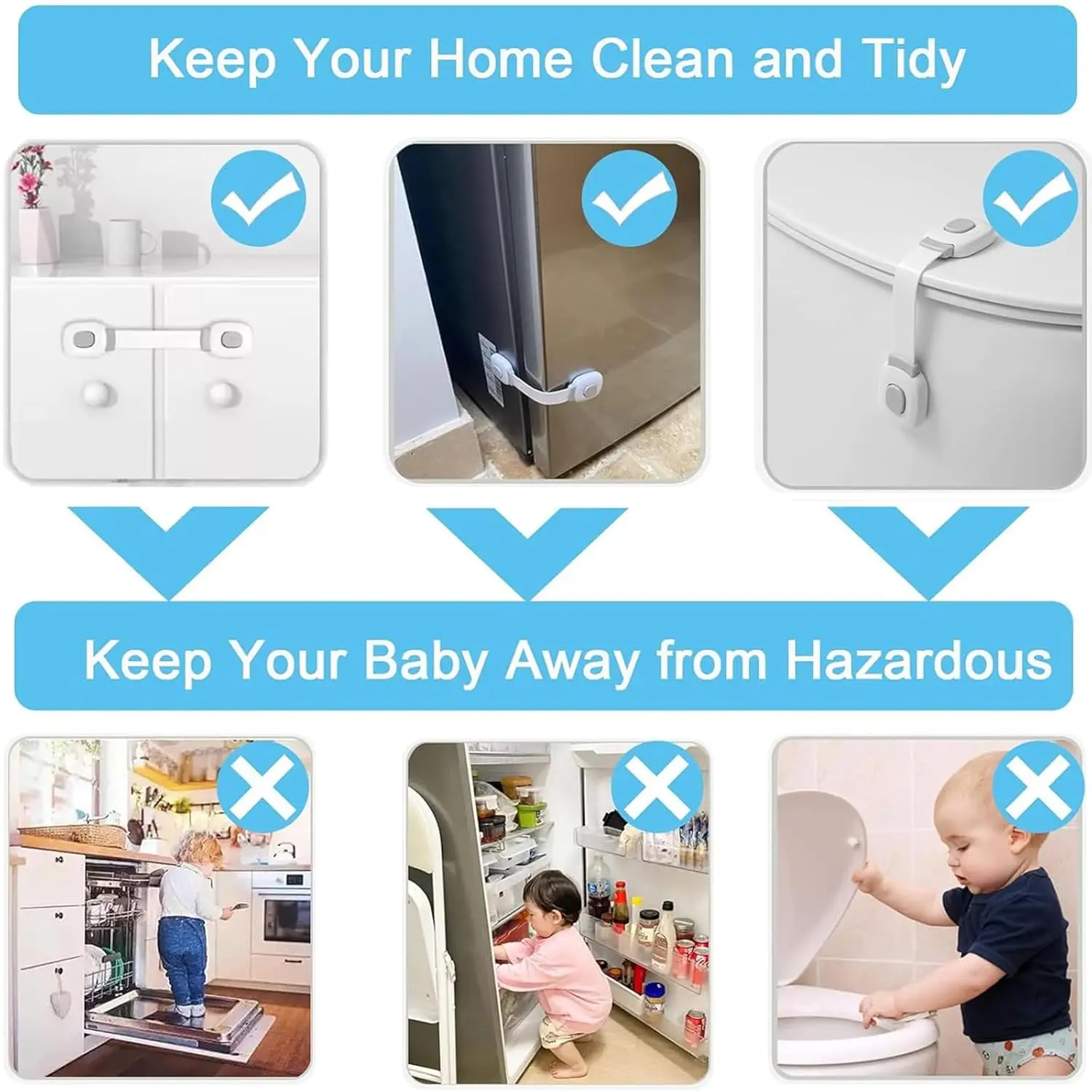 Baby Safety Locks for Cabinets Drawers Fridge Multi Functional Child Proof Anti Pinch Cupboard Door Lock Latches