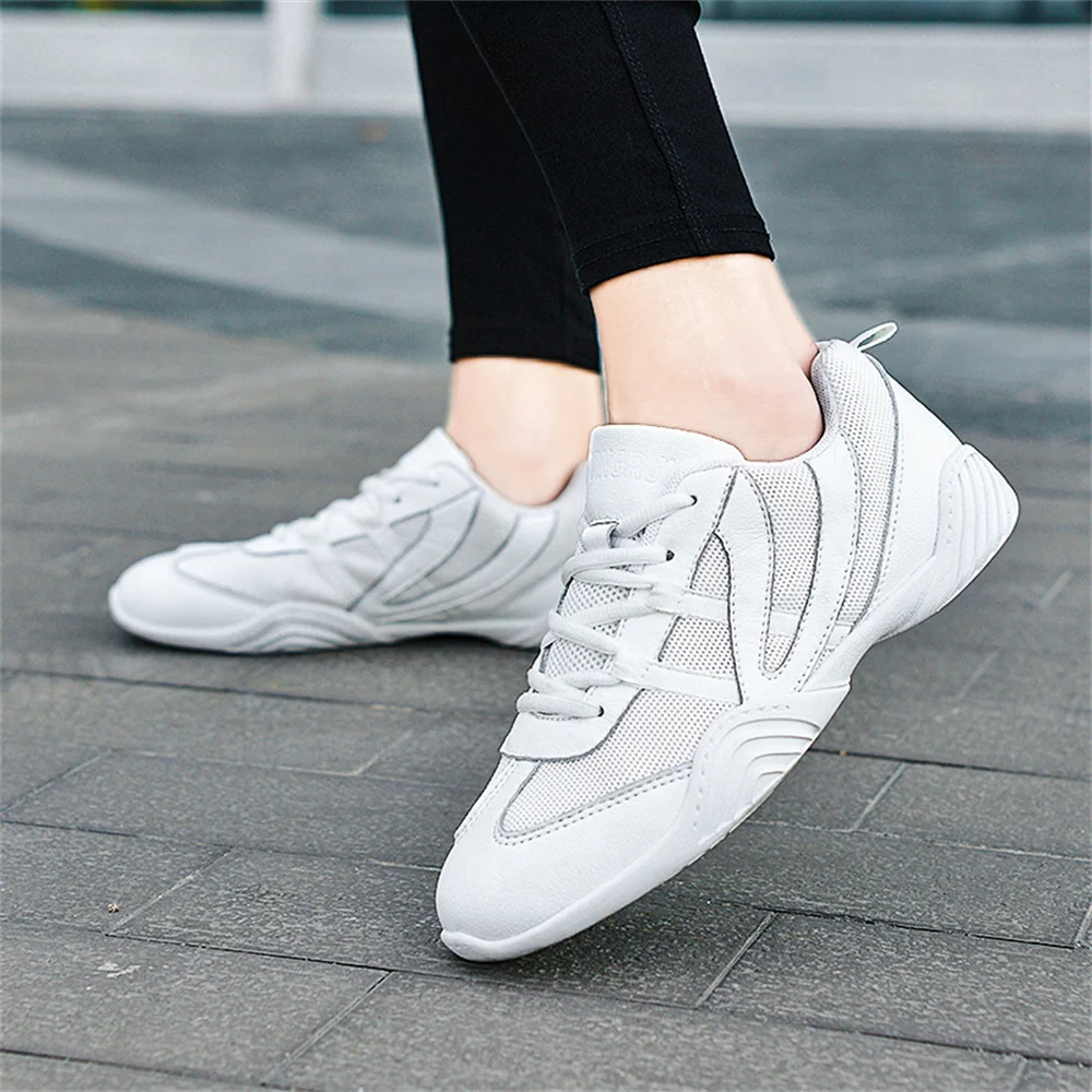 ARKKG Girls White Cheer Shoes Trainers Breathable Kids Training Dance Tennis Shoes Lightweight Youth Cheer Competition Sneakers