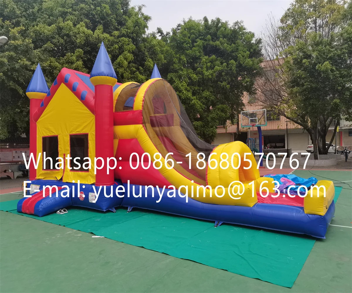 PVC custom color design children's inflatable slide trampoline combination YLY-174