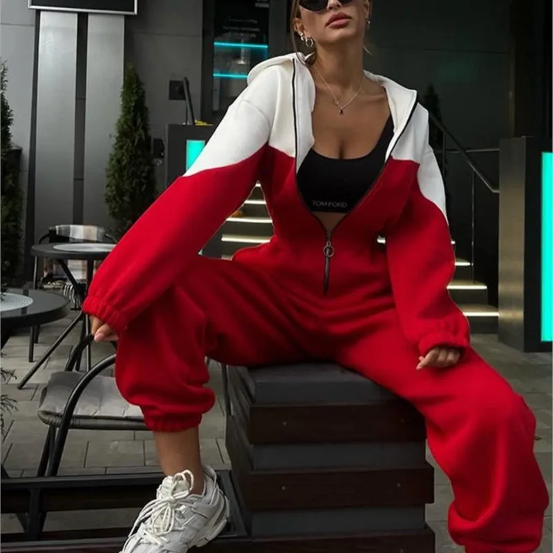 

Цветной комбинезон на молнии с длинными рукавами, женский новый стильный женский спортивный повседневный комбинезон с капюшоном, Ropa Mujer Macacão Feminino