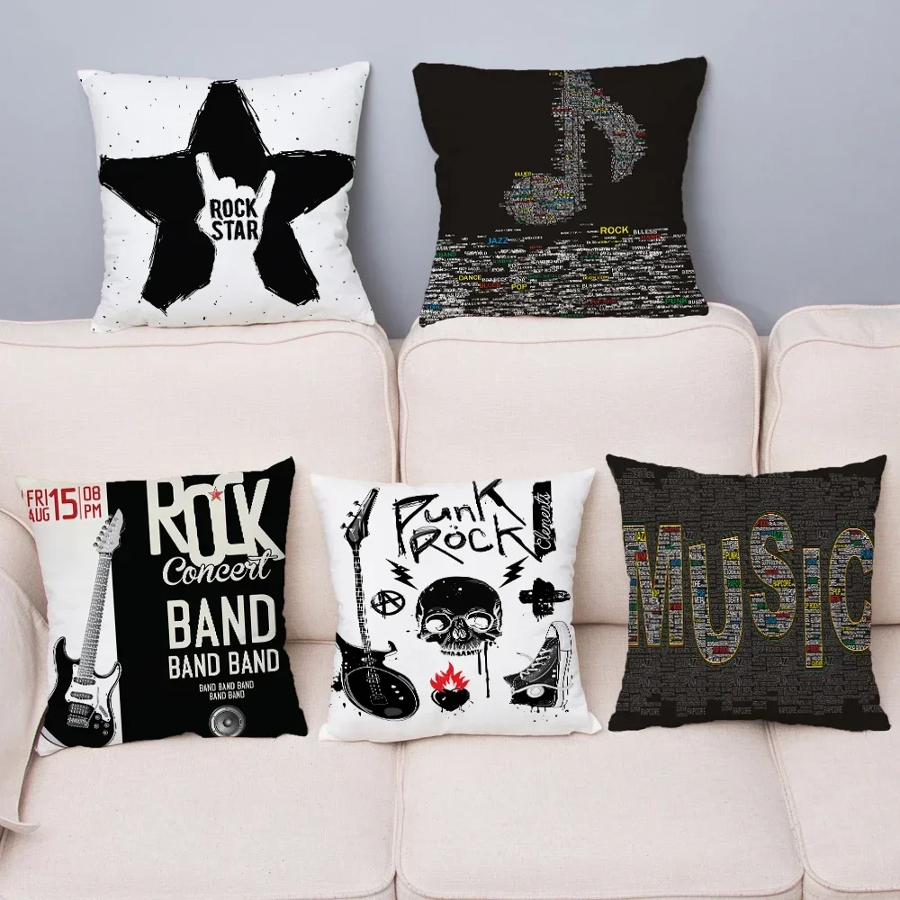 Home Decor Rock Music Print Pillowcases Bedroom Cushion Covers