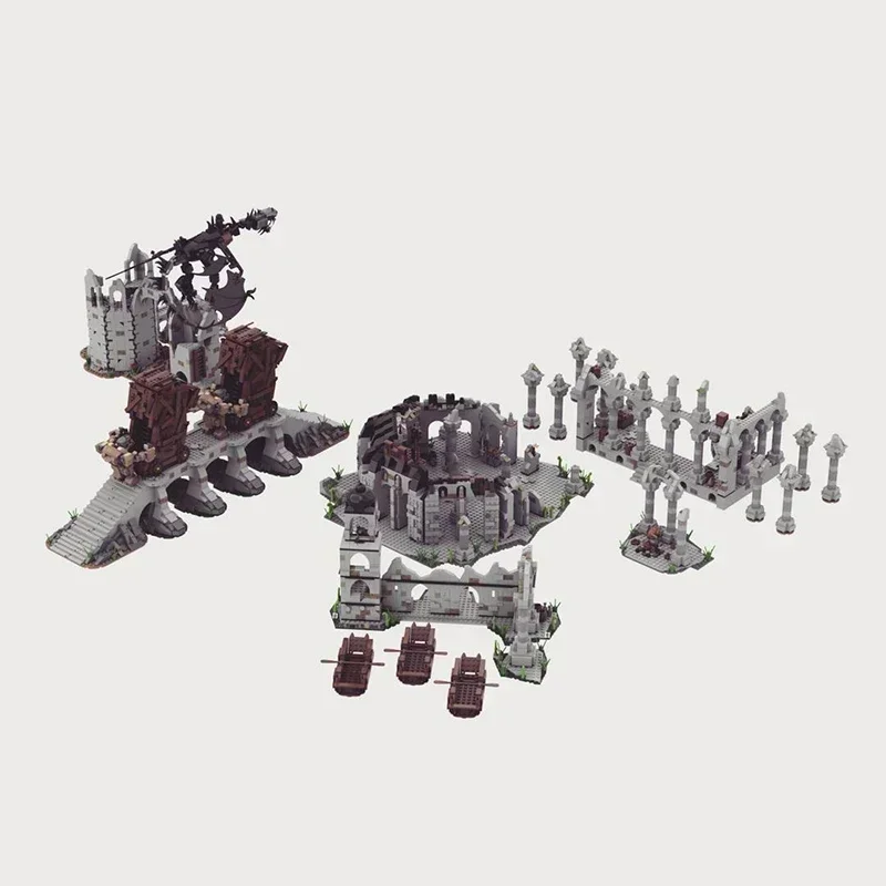 Schloss Ziegel Magische Ringe Moc Baustein Film Szene UCS Hauptstadt Osgi liath Modell DIY Montage Street View Spielzeug Kind Geschenk