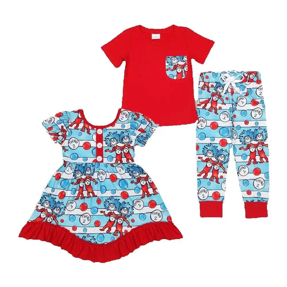 

Red Dr. Seuss Baby Suit Short-Sleeved Top And Long Pants Set Best Selling Infant Outfit