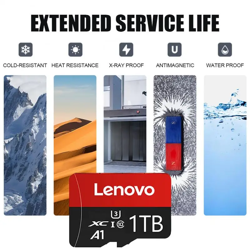 Original Lenovo 1TB Mini SD Card 512GB 256GB 128GB High Speed Memory Card 64GB Class10 V30 A2 TF Card For Phone/Computer/Camera