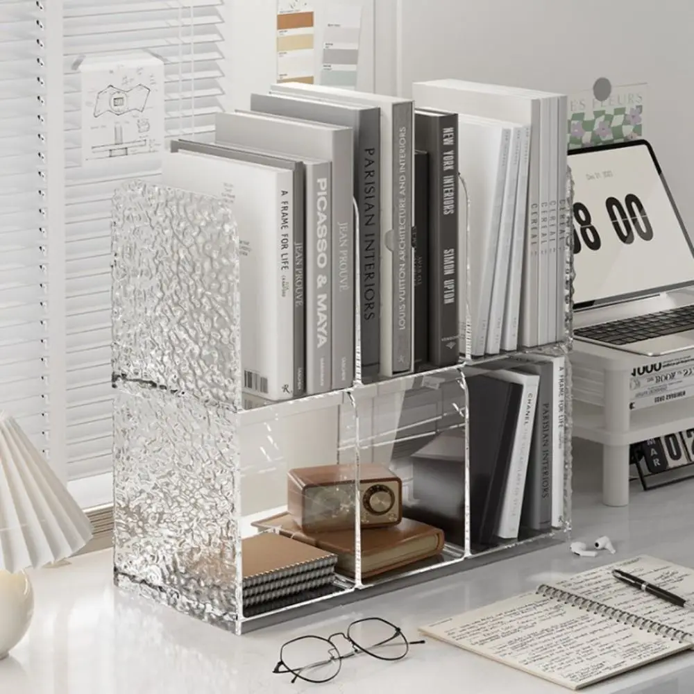 Book Storage 4 Grid Desktop Bookends Luxury Minimalism Divider Bookshelf Simple Desk Storage Rack School