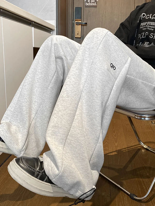 

American Letter Embroidery Casual Sweatpants Men's Autumn Trendy Heavyweight Loose Comfortable Lazy Straight Leg Pants