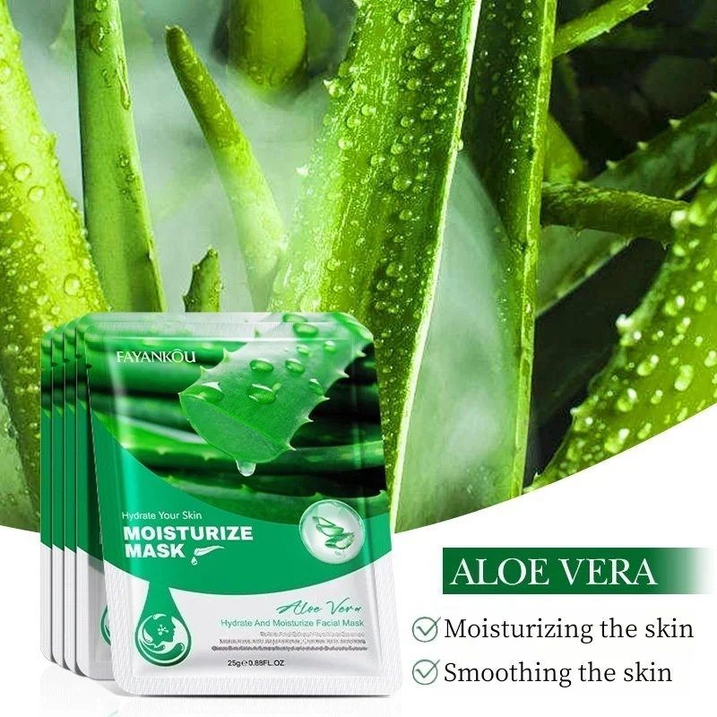 20-Piece Pack of Aloe Vera Moisturizing Face Masks, Full Face Care Hydrating and Nourishing Masks, Plant Fiber Membrane Cloth, 3D Fit, Daily Home Skincare, Overnight Repair, Great Gift Item