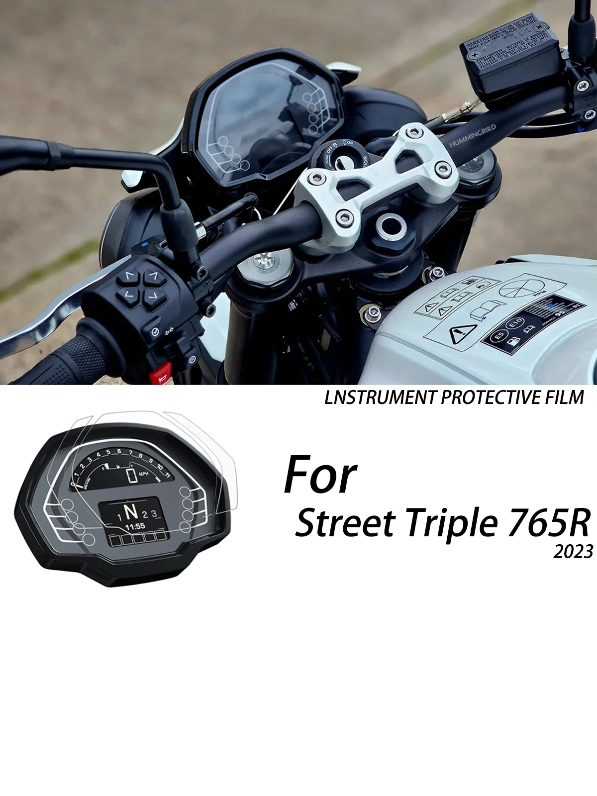 Film de Protection d'écran pour tableau de bord de moto, pour Street Triple 765 R, TFT LCD, Protection des instruments 765R, accessoires 2023
