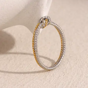 Dámský prsten La. Muses s minimalistickými barevnými smaženými těstovými závitky z nerezové oceli s PVD pokovením, módní vodotěsný šperk, dárek 6 nejlepší prodej dvojitý prsten Aphex - №4