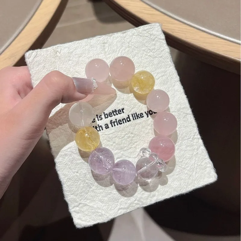 

TIMESWIND оригинальный натуральный кристалл 15 мм Pinki фиолетовый круглый женский роскошный браслет из бисера модные украшения с сертификатом