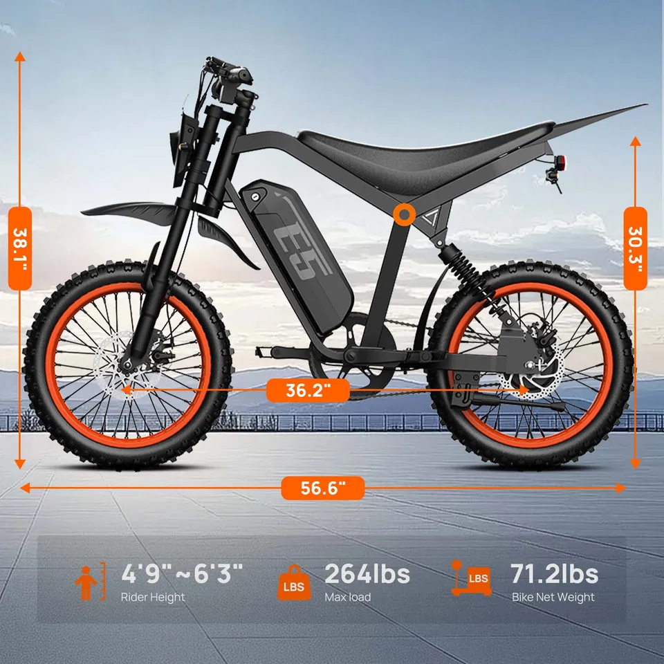 URLIFE 750W Electric Bike for Adults, 48V 20AH Removable Battery 20MPH 50-Miles Range Electric Off-Road Mountain Motorcycles image 8