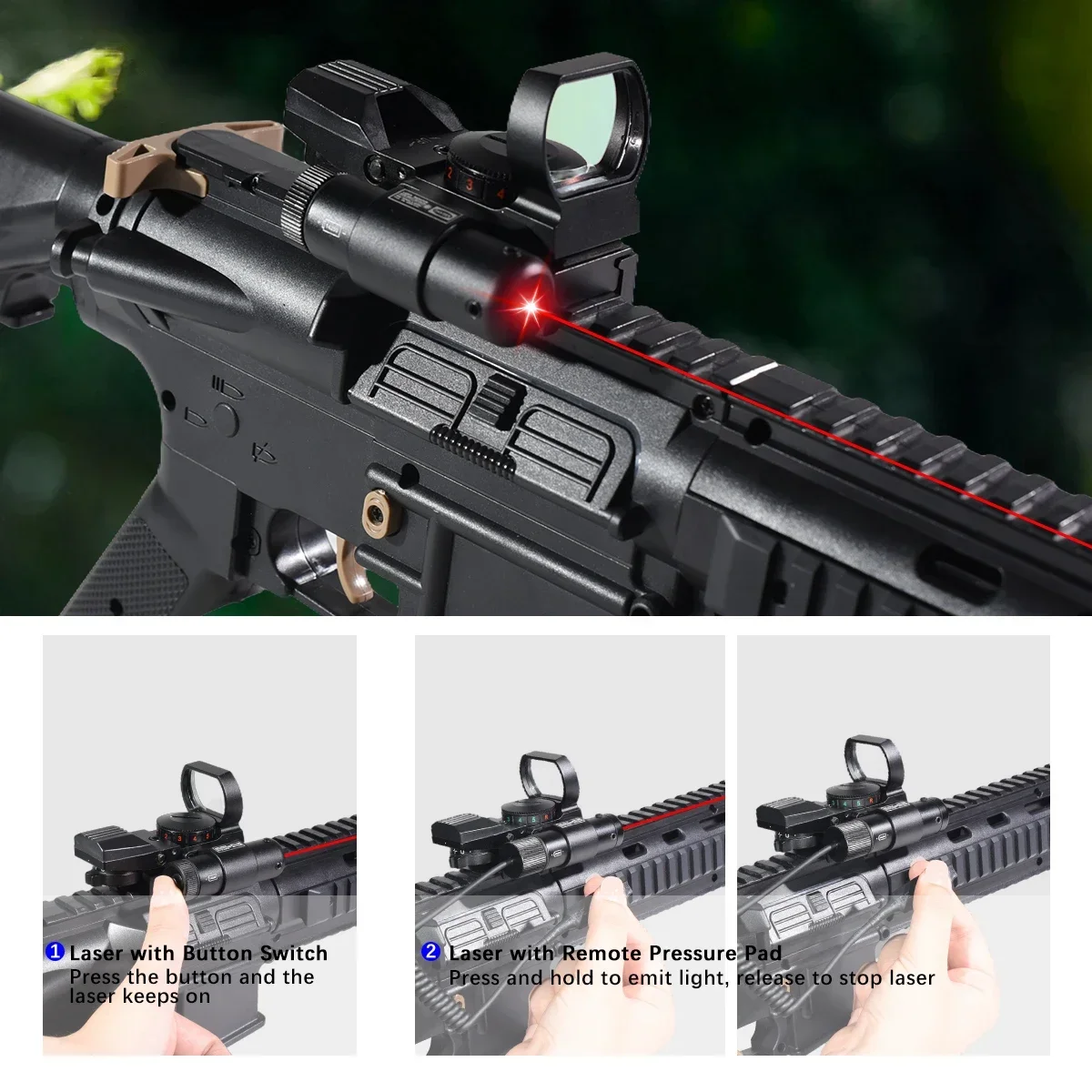 Red Green Projected Dot Sight with Laser Hunting Tactical Riflescope Optics Reflex 4 Reticle Scope Collimator Sight 11/20mm