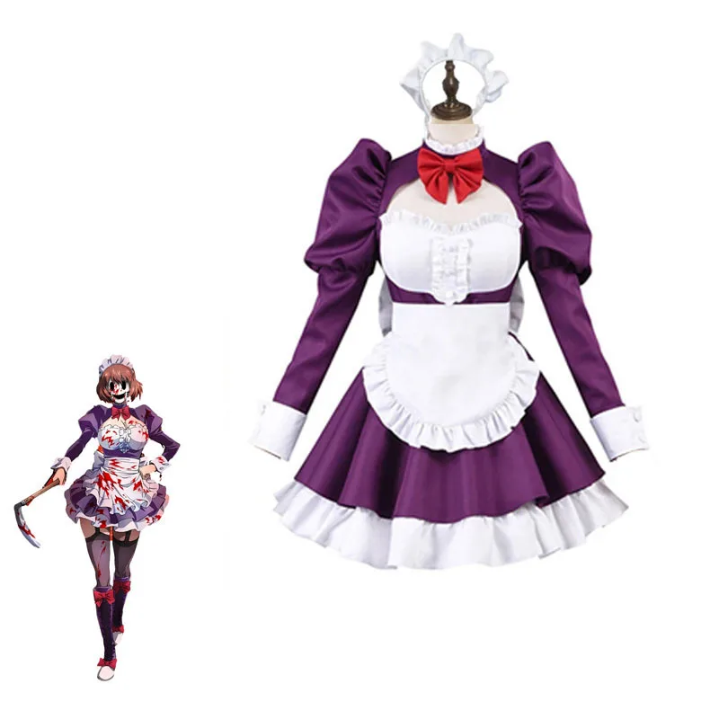 

Maid Fuku Kamen Cosplay Costume High-Rise Invasion Cosplay Costume Mask Wig Anime Tenkuu Shinpan Women Maid Outfit Halloween 3XL