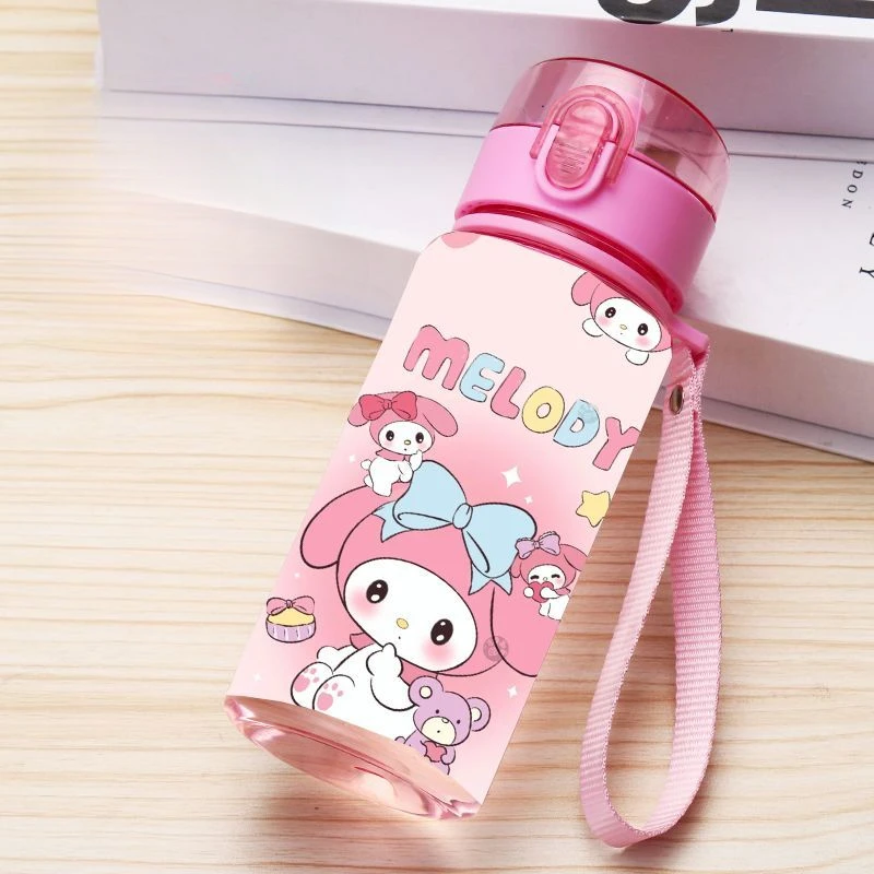 MINISO Sanrio Kuromi My Melody Hello Kitty taza de agua para niñas, dibujos animados de Anime, taza de agua ligera para deportes al aire libre, nuevo Kawaii