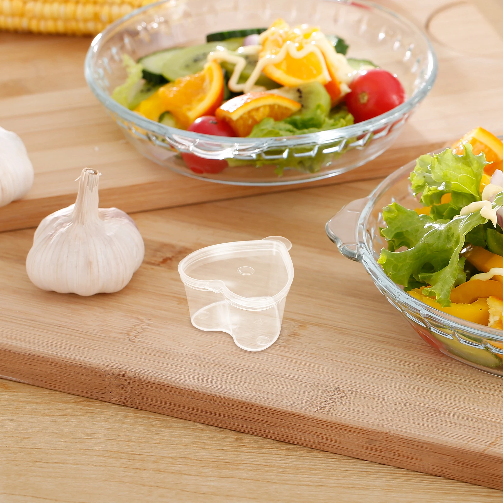 

100 pcs 50Ml Pp Plastic Transparent Heart Shaped Sauce Storage Containers Leak Proof Microwave Safe For Kitchen Organization