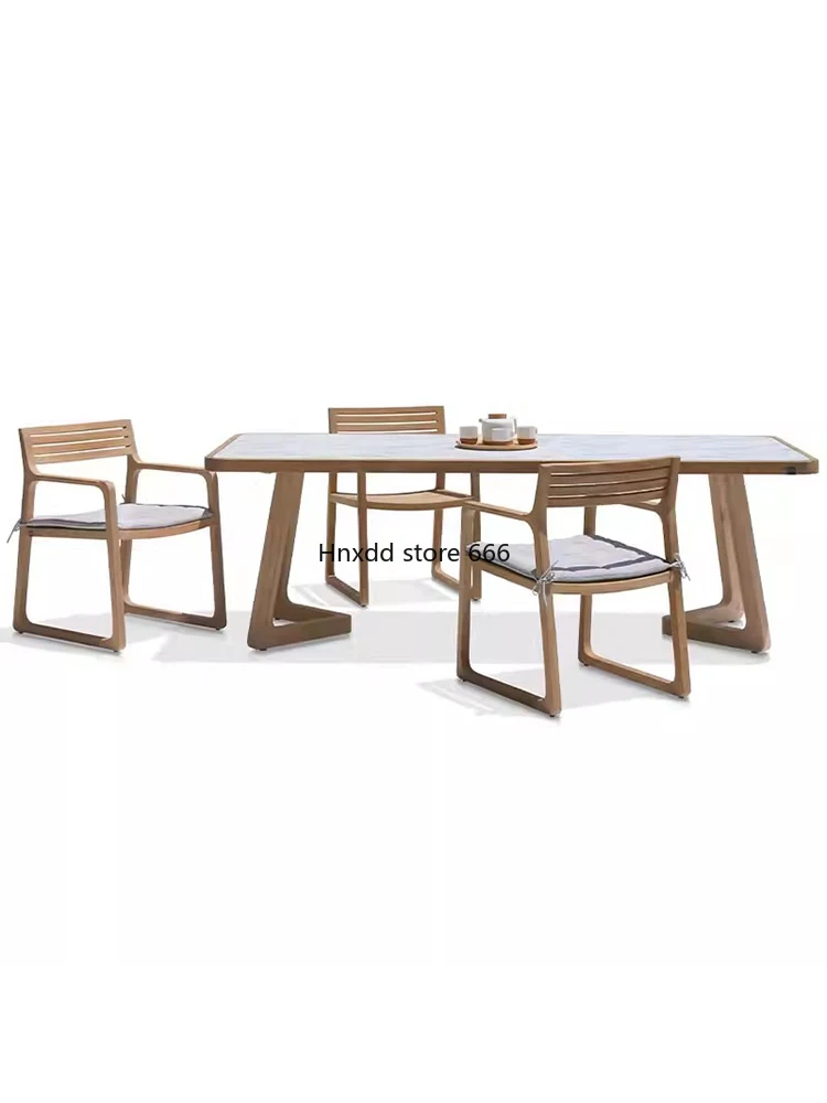 Outdoor garden tables and chairs preservative wood open-air garden furniture