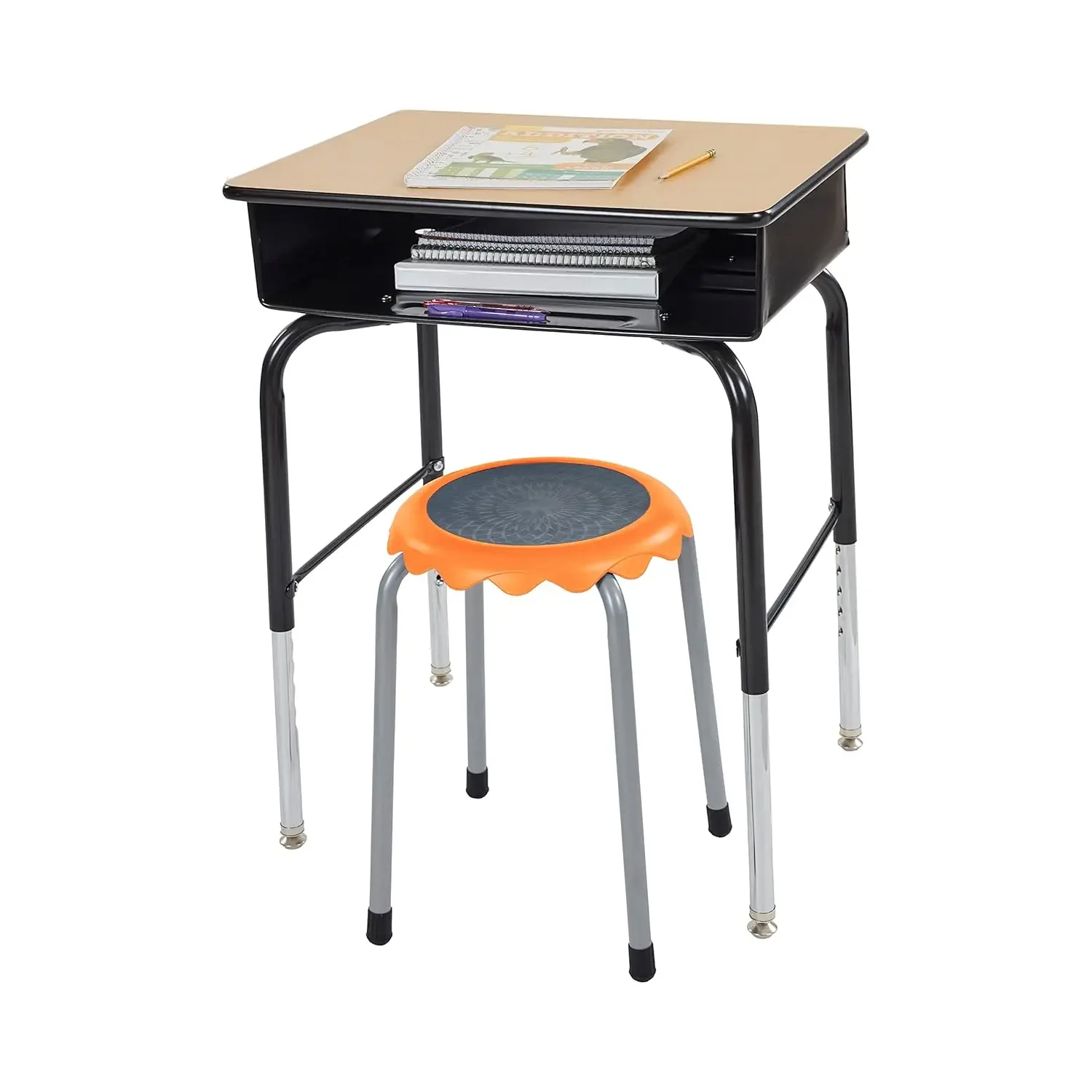 Daisy Stackable Stool Set, Flexible Seating, Orange, 8-Piece