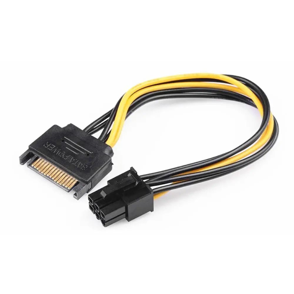 

Female Power Supply Cable 15 Pin To 6 Pin SATA Adapter Cable Graphics Card Power Cord Video Card Power Cable SATA Power Cable