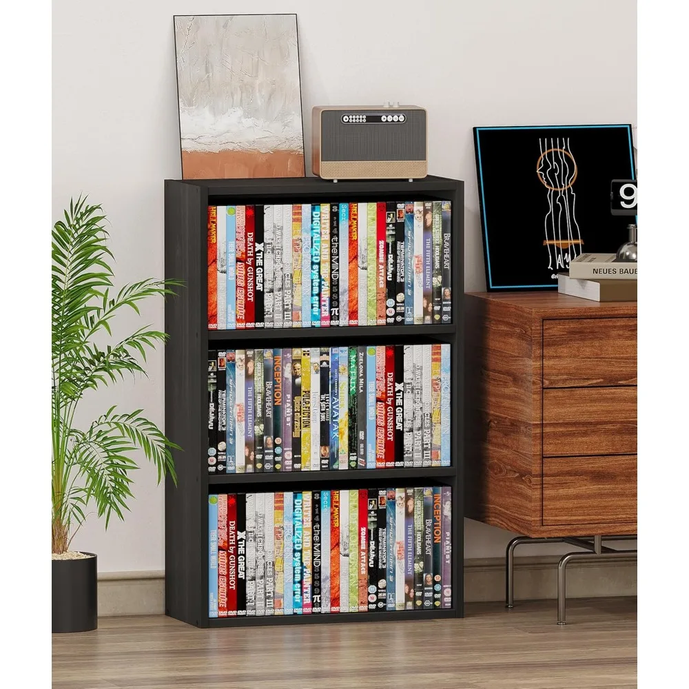 DVD Storage Cabinet Shel, 3 Tier Media Storage Tower or CDs & Video Games, reestanding Organizer Shel or Living Room Home Oice,