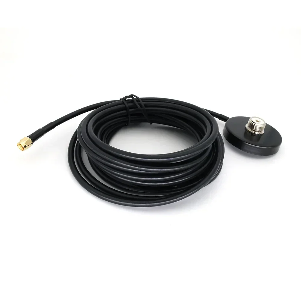 Antenna esterna con connettore SMA-maschio 5,5 cm Forte base magnetica Grande ventosa Cavo di prolunga RG58 a lungo raggio da 5 metri