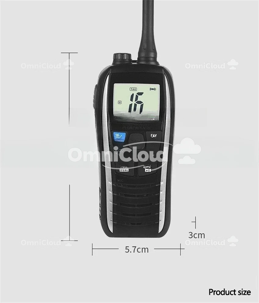IC-M25 الهاتف البيني البحري IPX7 اسلكية تخاطب كتيمة سعة البطارية 1500 مللي أمبير في الساعة الاستعداد 1-5 أيام مسافة الاتصال 2-15 كجم