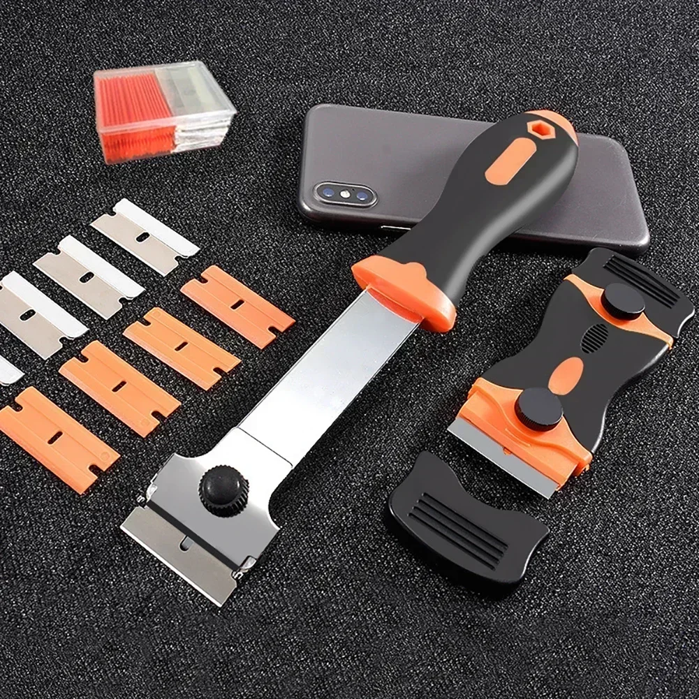 Multi-Purpose Long Handle Scraper With Blades Adhesive Remover Cleaning Scraper for Removing Glue Decal Car Window Glass Scraper