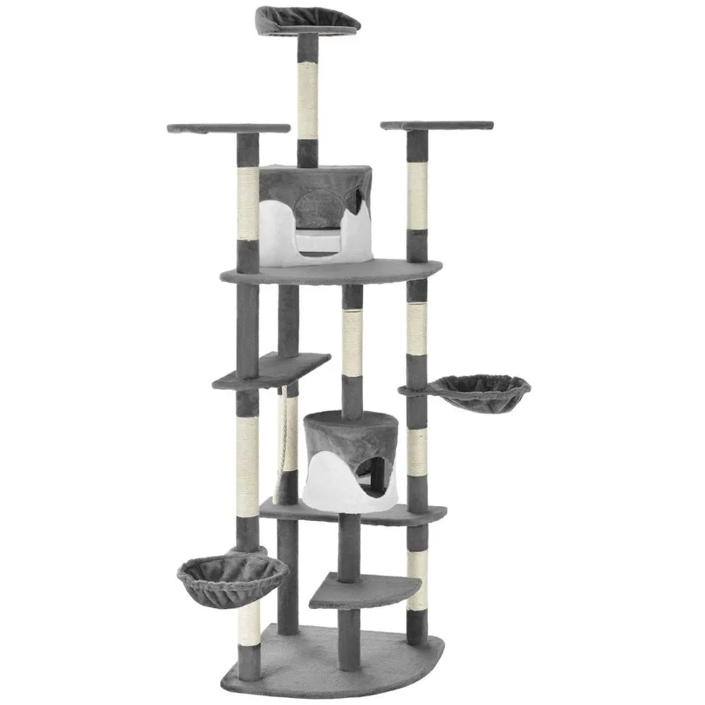 

59inch Deluxe Cat Tree Climbing Tower Condo House Cat Activity Tree With Sisal Scratching Posts Wood Activity Cat Playhouse