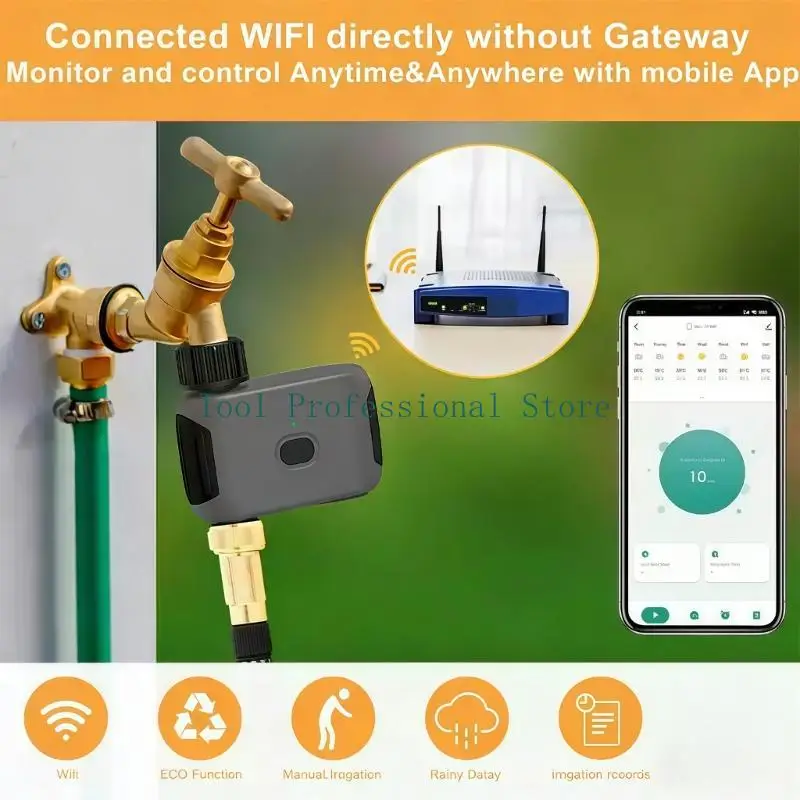 57QF Wireless WiFi Irrigation Controller Plant Watering Timer For Grass Garden Pool With Timer And Weather Based Adjustment