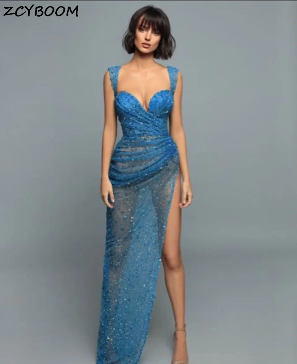 Abiti da sera con paillettes di lusso personalizzati Donne sexy Festa formale Notte lucida Abiti da gala Elegante abito da ballo Robe De Soirée
