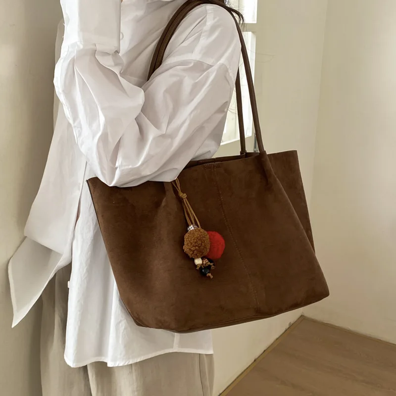 

Винтажная вместительная сумка через плечо для женщин, модная повседневная простая сумка-тоут с ручками, удобная и универсальная текстурная сумка для хранения