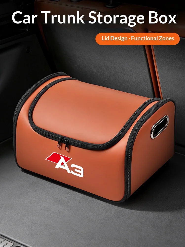 For Audi A3 A4 A5 A6 A7 Car Trunk Organizer Storage Box Seat Multifunctional Storage Bag with Built-in Pocket Auto Accessories