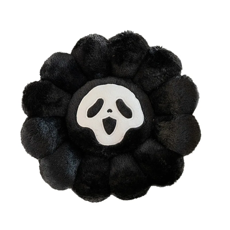 

Темно-черный скелет, серый солнечный цветок, плюшевая подушка для стула, осень/зима, домашний плюшевый коврик с татами для отдыха