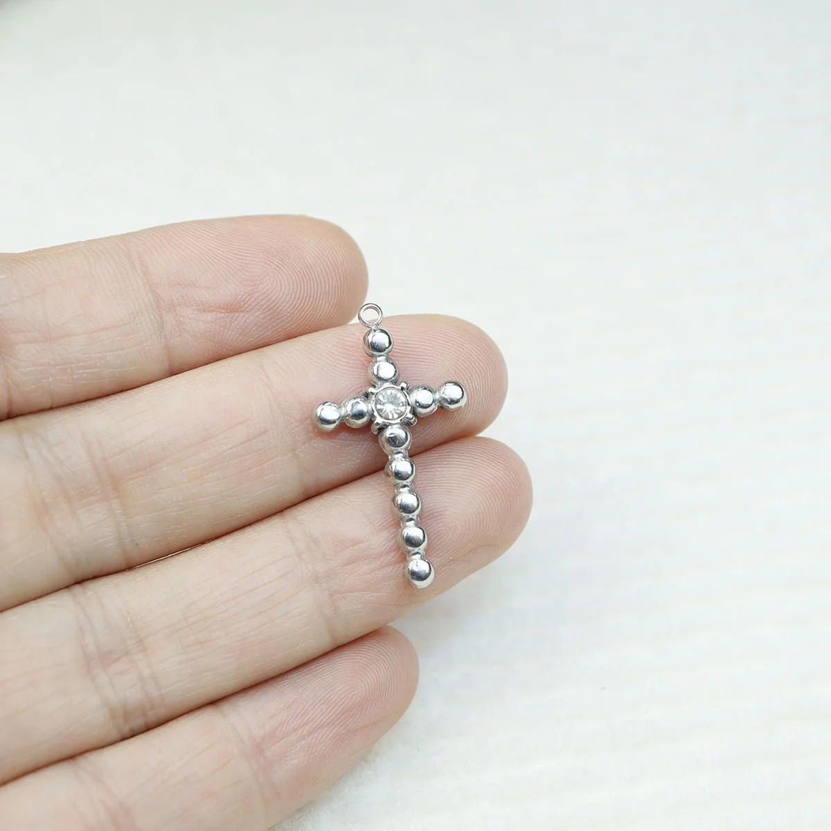 5pcs Casting Stainless Steel Cross Rhinestones Charms Pendant Jewelry Accessory DIY Necklace Earrings Bracelets Vacuum PVD Plate
