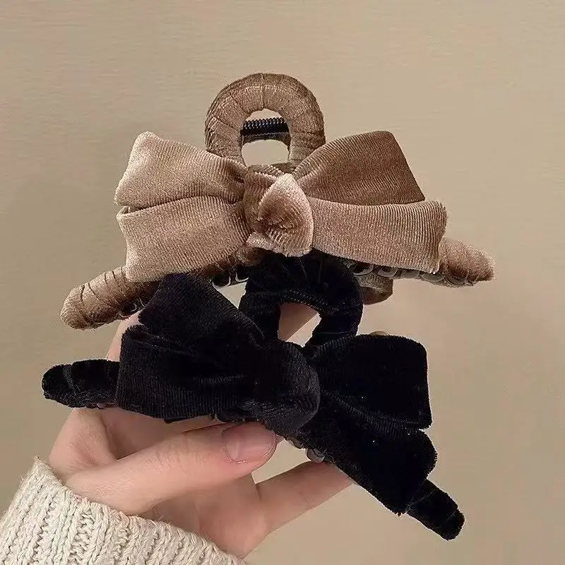 أنيقة المخملية القوس مشبك شعر كبير كليب الشتاء إكسسوارات الشعر دبوس الشعر المألوف المخملية روز مقاطع الشعر #1