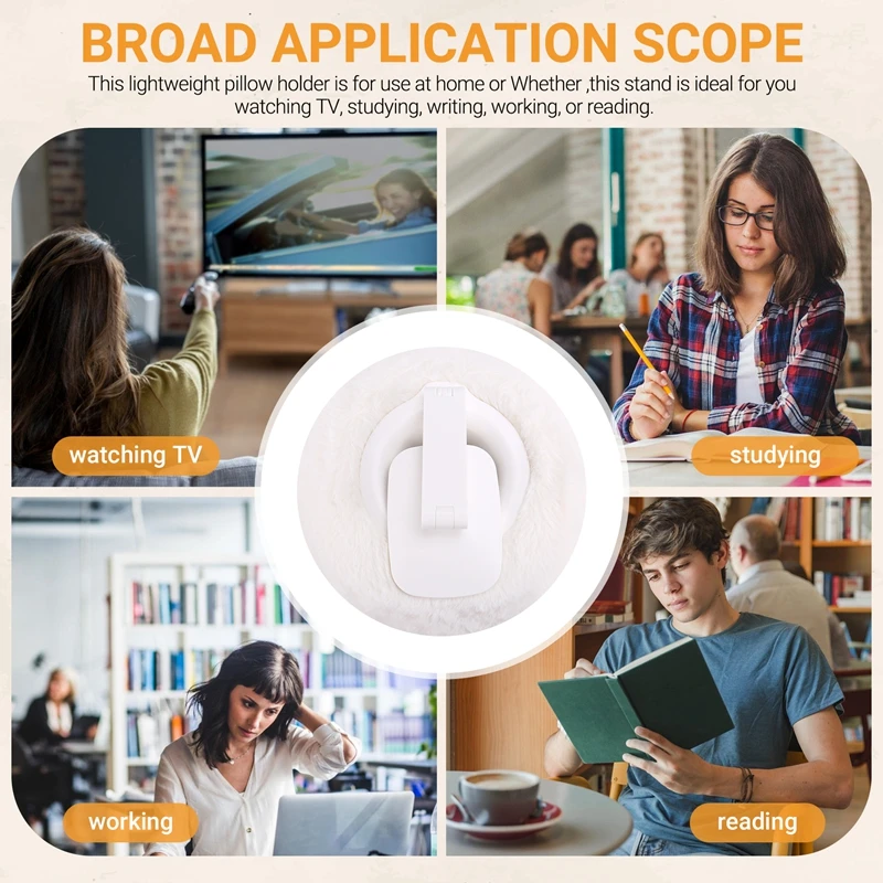 Adjustable For Kindle Pillow Stand Reading Support With Fuzzy Bowl 360° Phone Holder For Bed