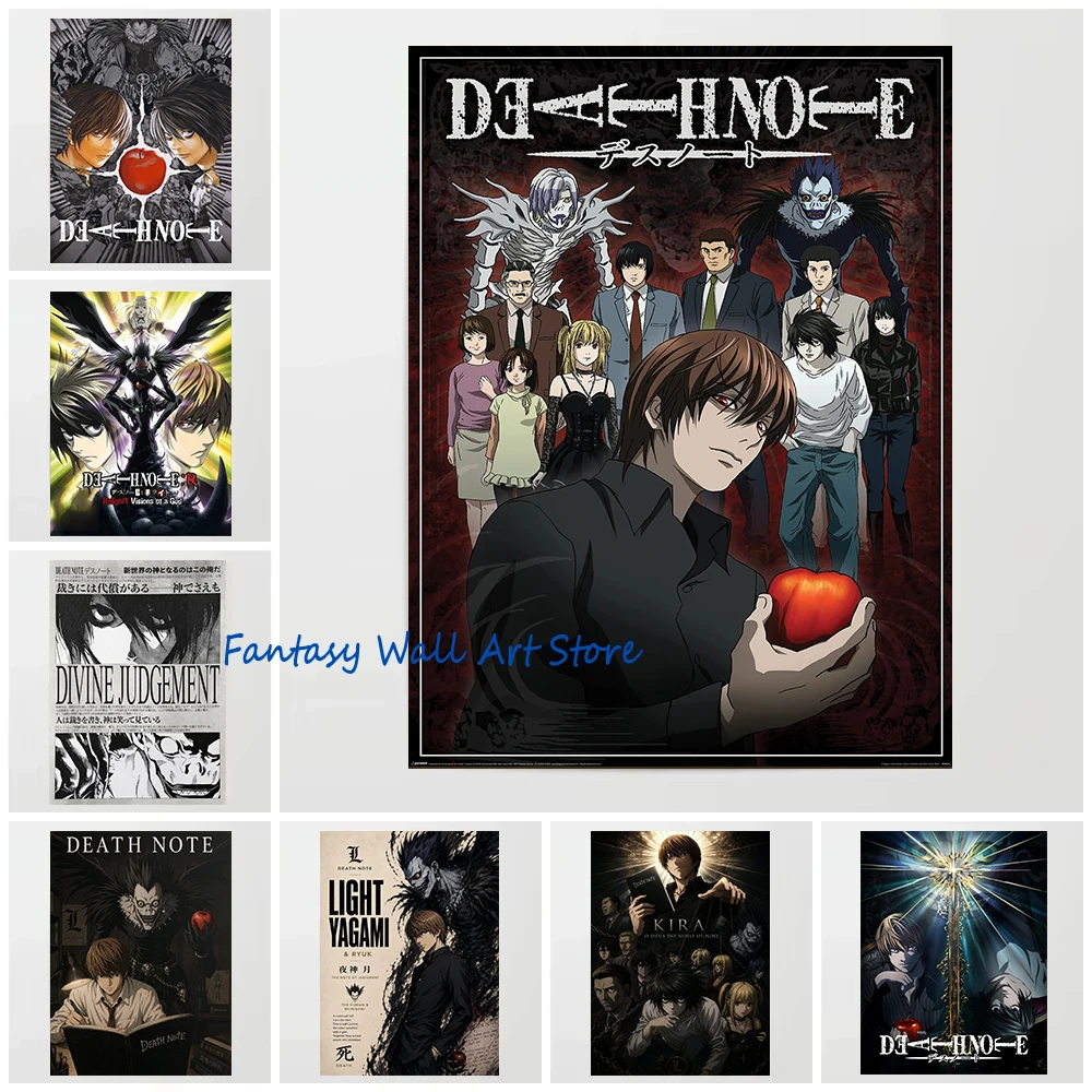 DEATH NOTE Anime Manga Retro Poster Japanese Anime DEATH NOTE Light Yagami L Lawliet Character Poster Canvas Prints Home Decor