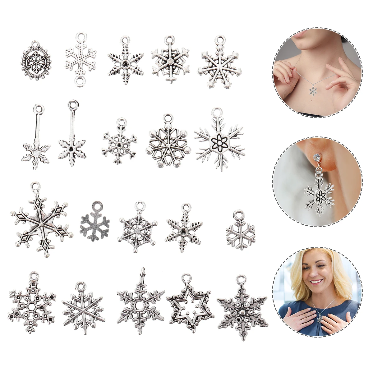 

50Pcs Metal Snowflake Charms for DIY Jewelry Making Accessory Durable Alloy Material Jewelry Making Supplies Necklace Accessory